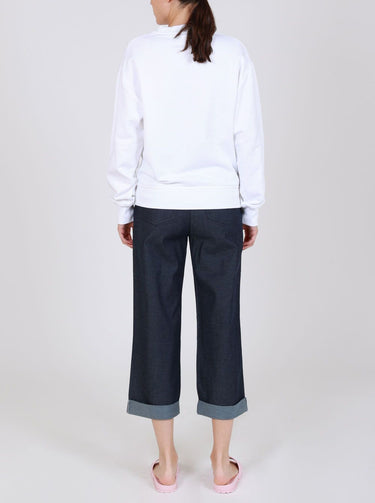 Chic Blue Cotton Trousers with Turn-Up Cuff